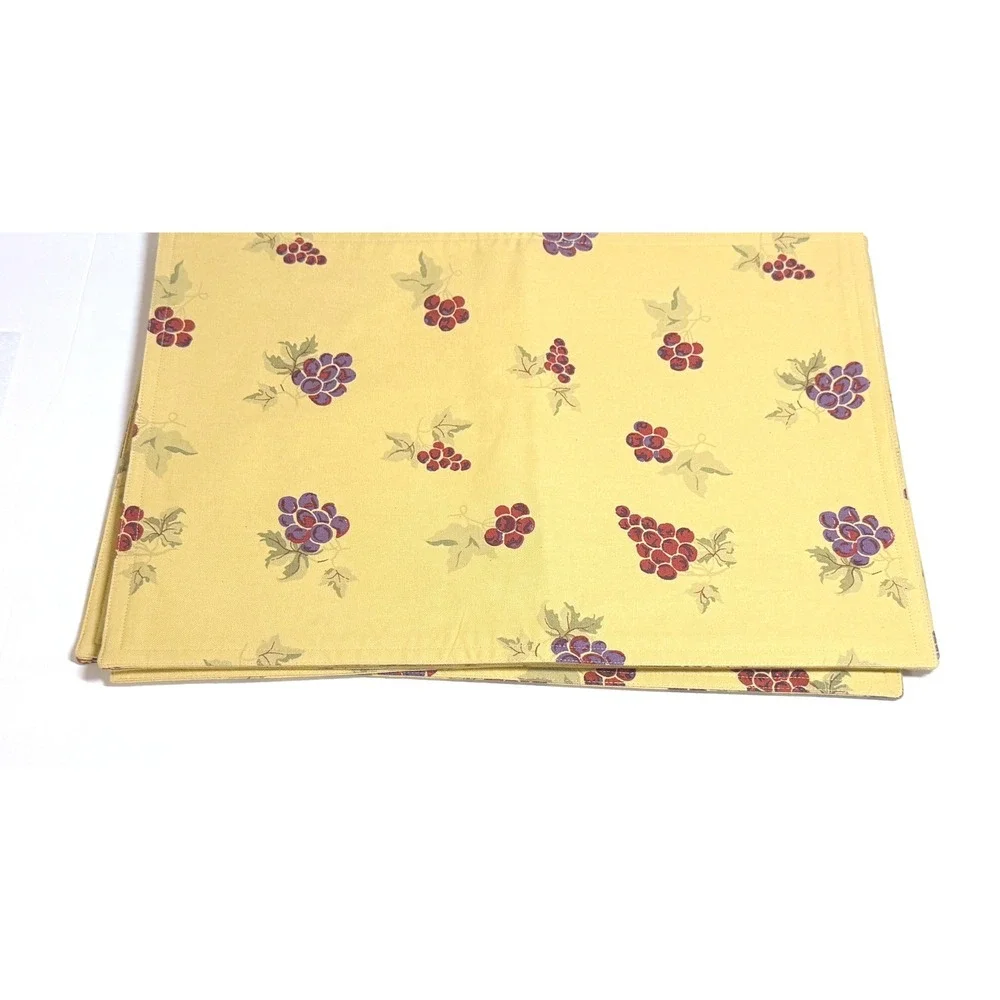 Noble Excellence Set of 6 Cloth Golden Yellow Placemats Grapes Fall Harvest‎ New